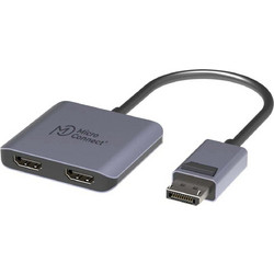MicroConnect Μετατροπέας DisplayPort (male) σε 2x HDMI (female) - Γκρι