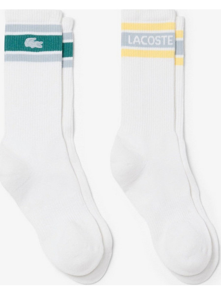 Lacoste Ανδρικές Κάλτσες Ψηλές Λευκές 2Pack RA9187