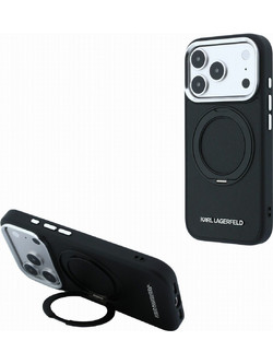 Karl Lagerfeld Saffiano Ring Stand Magsafe Back Cover Black (iPhone 18 Pro / 17 Pro)