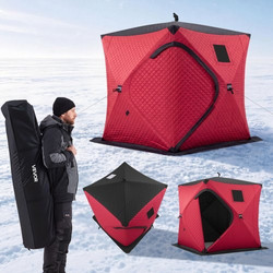 VEVOR Pop Up Ice Fishing Tent 3-4 Person 1,8 x 1,8 x 2 m Insolated Shelter, for Winter Fishing, Area 3,13 m 600D 4-Layer Fabric, Portable Hub-Style Shanty Cube με άγκυρες, σχοινιά, τσάντα μεταφοράς, κ