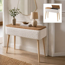Κονσόλα Luno Megapap ύφασμα teddy χρώμα λευκό - pine oak 90x30x90εκ. (GP041-0149,1)