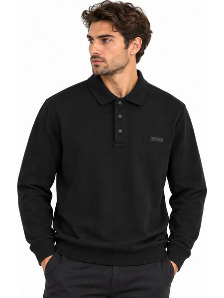 Hugo Boss Ανδρική Μπλούζα Polo Μακρυμάνικη Μαύρη D72555004-101