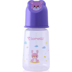 Lorelli Πλαστικό Μπιμπερό με Θηλή Σιλικόνης 0m+ Animals Hood Purple 125ml 1020075-2