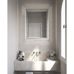 Project Mirrors Wood Deco Ορθογώνιος Καθρέπτης Μπάνιου Ξύλινος Ασήμι 60x80cm