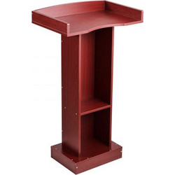 VEVOR Podium Stand, 1040 mm Wooden Lectern, Laptop Desk with Wide Reading Surface and Storage Shelf, Edge Stopper, Elegant Design, Flool-Standing, for Classroom, Conference, Church, and Presentation