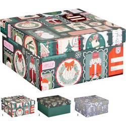 ΚΟΥΤΙ ΔΩΡΟΥ ΧΑΡΤΙΝΟ XMAS ΔΕΝΤΡΑ ΜΠΑΛΕΣ 14x14x7cm ASSORTED