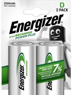 Energizer Accu Recharge Power Plus D 2500mAh 2τμχ