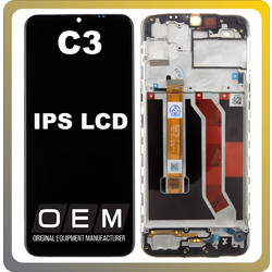 Realme C3 (RMX2027, RMX2020) IPS LCD Display Assembly Screen + Touch Screen DIgitizer + Frame Bezel Black