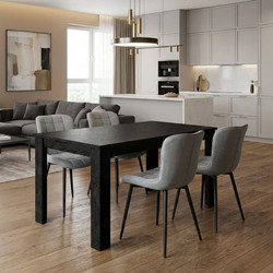 Σετ τραπεζαρία 5τμχ Darlen - Chiara Megapap χρώμα sencron black - γκρι 125x72x74εκ