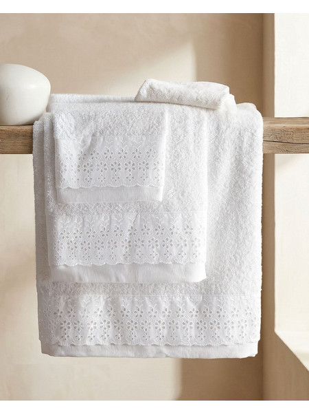 Πετσέτες Νυφικές Σετ Timeless White Cotton Rythmos 4Τεμ