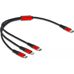 DeLock Regular USB to Lightning / Type-C / micro USB Cable Μαύρο 0.3m (86710)