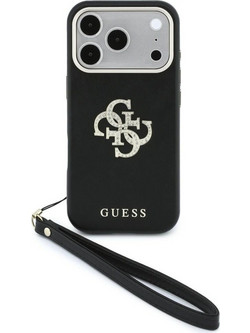 Guess Smooth & Big Strass Logo & Strap Back Cover Black (iPhone 18 Pro Max / 17 Pro Max)