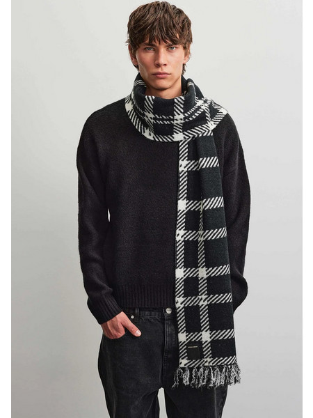 PEGADOR Turku Checkered Scarf Black Cream PGDR-7496-001/028