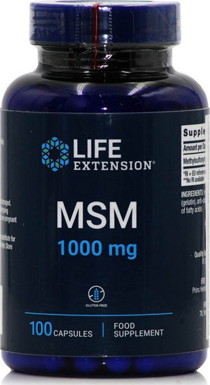 Ειδικό Συμπλήρωμα Διατροφής Life Extension MSM 1000mg 100 Κάψουλες