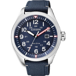 Citizen Eco-Drive Military Ανδρικό Ρολόι Solar με Μπλε Υφασμάτινο Λουράκι AW5000-16L