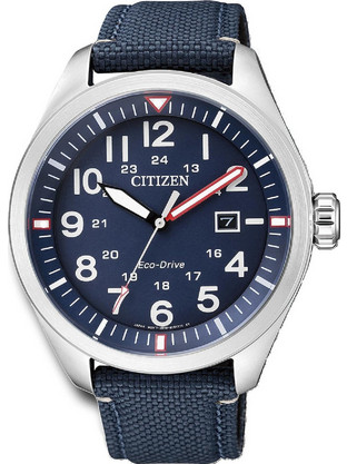 Citizen Eco-Drive Military Ανδρικό Ρολόι Solar με Μπλε Υφασμάτινο Λουράκι AW5000-16L