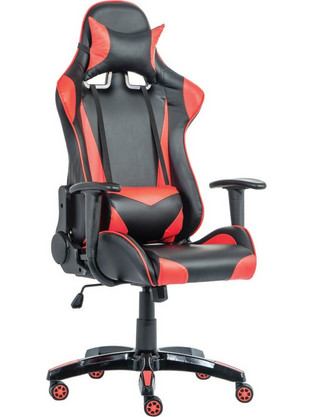 Woodwell BF8050 Καρέκλα Gaming Δερματίνης με Ρυθμιζόμενα Μπράτσα Μαύρη Κόκκινη ΕΟ577