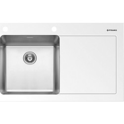 Pyramis Crystalon Ένθετος Νεροχύτης Inox Λευκός Αριστερή Γούρνα 86x53cm