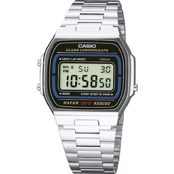 Casio Vintage Ψηφιακό Ανδρικό Ρολόι Χρονογράφος με Ασημί Μεταλλικό Μπρασελέ A164WA-1VES