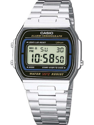 Casio Vintage Ψηφιακό Ανδρικό Ρολόι Χρονογράφος με Ασημί Μεταλλικό Μπρασελέ A164WA-1VES