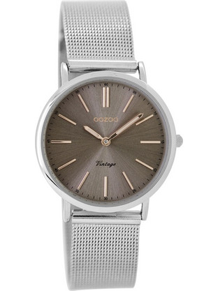 Oozoo Timepieces Γυναικείο Ρολόι με Ασημί Μεταλλικό Μπρασελέ C8826
