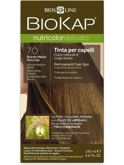 Biosline Biokap Nutricolor 7.0 Ξανθό Φυσικό Χρυσαφί Μόνιμη Βαφή Μαλλιών Χωρίς Αμμωνία 140ml