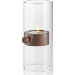 LIFT maxi tealight holder, XL glass, walnut wood, magnets 20 (h) cm (129015) ΔΔ1.640