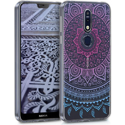 KW Θήκη Σιλικόνης Nokia 7.1 - Blue Dark/ Pink Indian Sun (200-103-722)