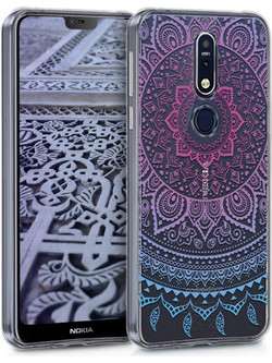 KW Θήκη Σιλικόνης Nokia 7.1 - Blue Dark/ Pink Indian Sun (200-103-722)