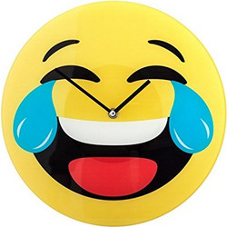 Emoticon Διακοσμητικό Γυάλινο Ρολόι Τοίχου 30cm Γέλιο μέχρι δακρύων, V0000148 - Cb