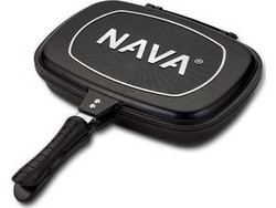 Nava Stone Διπλή Ομελετιέρα Αλουμινίου Αντικολλητική Επίστρωση Πέτρας με Καπάκι 32cm