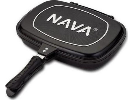 Nava Stone Διπλή Ομελετιέρα Αλουμινίου Αντικολλητική Επίστρωση Πέτρας με Καπάκι 32cm