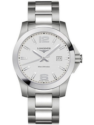 Longines Conquest Ανδρικό Ρολόι με Ασημί Μεταλλικό Μπρασελέ L3.759.4.76.6
