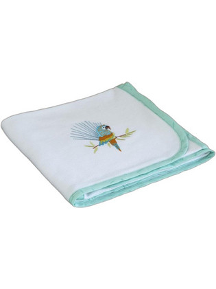 Nima Home Macaw Κουβέρτα Αγκαλιάς Πικέ 80x110 Λευκή Γαλάζια