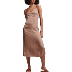 Superdry Satin Cami Midi Καλοκαιρινό Καθημερινό Φόρεμα Σατέν Μπεζ W8011421A-6MW