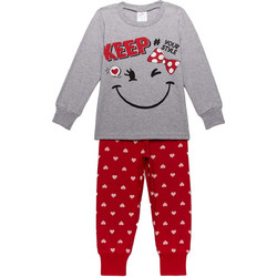 Pretty Baby Style Παιδική Πιτζάμα Βαμβακερή Χειμωνιάτικη Κόκκινη Γκρι 64873