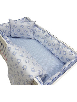 Beboulino Baby Elephant Σετ Κούνιας 70x140cm Blue 5τμχ