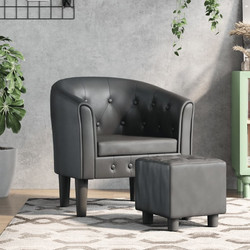 vidaXL Πολυθρόνα με Υποπόδιο Δερματίνη Γκρι 356464
