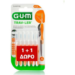 Gum 1412 Trav-ler Μεσοδόντια Βουρτσάκια 0.9mm Πορτοκαλί 2x6τμχ