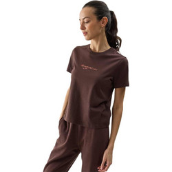 4F Γυναικείο Αθλητικό T-Shirt Σοκολατί 4FWSS24TTSHF1354-80S