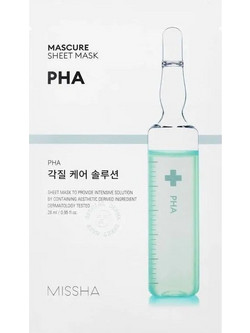 Missha Mascure Peeling PHA Sheet Μάσκα Προσώπου για Λάμψη & Λεύκανση με Υαλουρονικό 28ml