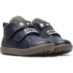 Camper Παιδικά Ημίμποτα Navy Μπλε Δερμάτινα με Σκρατς και Γούνα K900235-003