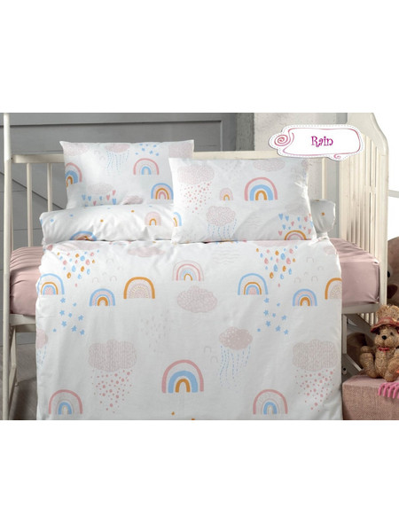 Beauty Home Art 5612 Σετ Βρεφικά Σεντόνια Κούνιας Βαμβακερά 100x150 White Pink