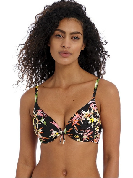 Freya Bikini Top με Ενίσχυση Floral Μαύρο Κίτρινο Ροζ AS204127