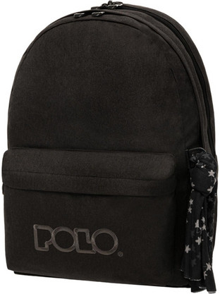 Polo Original Double Scarf Σχολική Τσάντα Πλάτης Γυμνασίου - Λυκείου Μαύρη 901235-2002