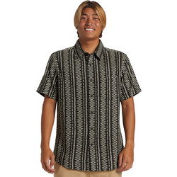 Quiksilver Ανδρικό Πουκάμισο Βαμβακερό Εμπριμέ Κοντομάνικο Κανονική Γραμμή Μαύρο AQYWT03330-KTA6