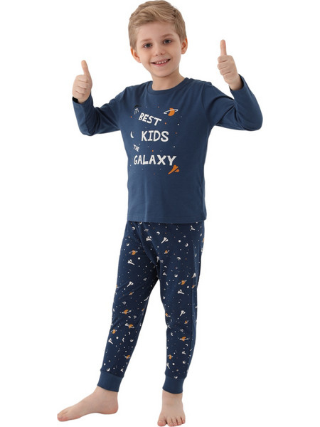Rolypoly Galaxy Παιδική Πιτζάμα Βαμβακερή Χειμωνιάτικη Navy Μπλε RP3177K