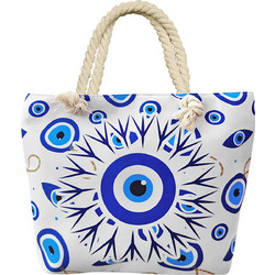 SUMMERtiempo Υφασμάτινη Τσάντα Θαλάσσης Ώμου Λευκή 45x34cm 622943