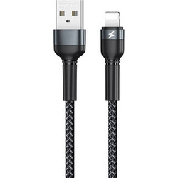 Remax Jany Alloy Braided LED USB-A to Lightning Cable 1m Black