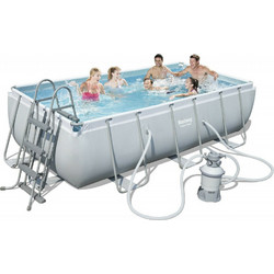 Bestway Power Steel 15790 Πισίνα Πλαστική με Μεταλλικό Σκελετό & Αντλία Φίλτρου 404x201x100cm